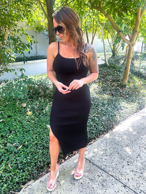 Daydreaming About You Black Bodycon Midi Dress