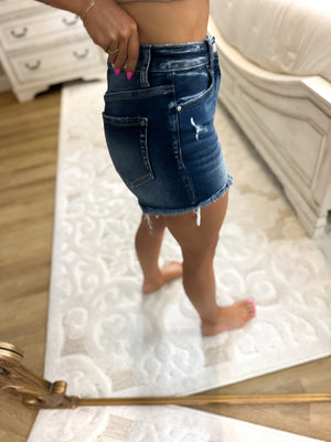 Trey Raw Hem Denim Shorts - Dark Wash