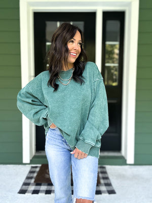 Lennon Acid Wash Oversized Fleece Pullover