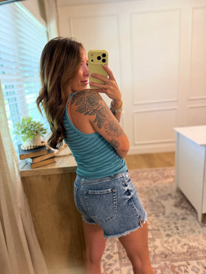 Drake Reversible Striped Tank Top - Dusty Teal