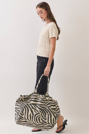 Zebra Print Canvas Tote Bag