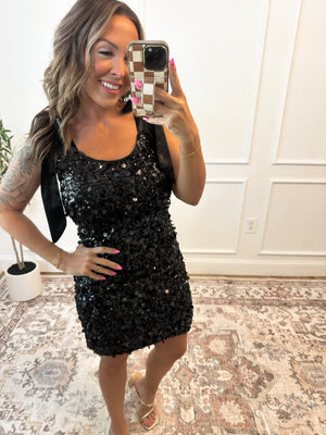 Champagne Problems Sequin Mini Dress - Black