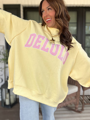 Delulu Embroidered Mock Neck