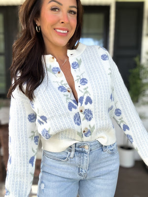 Yvonne Floral Button Down Sweater Cardigan