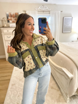 Linsey Vintage Patchwork Plaid Shirt Jacket