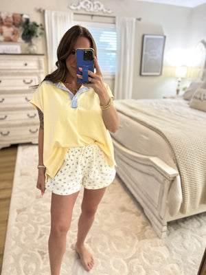 Kameron Contrasting Collar Cap Sleeve Top