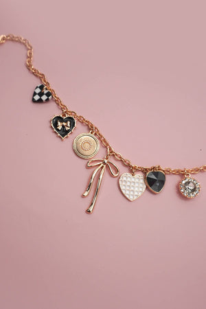Heart of Checker Charm Necklace