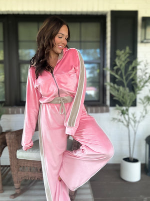 Chloe Velour Tracksuit - Pink