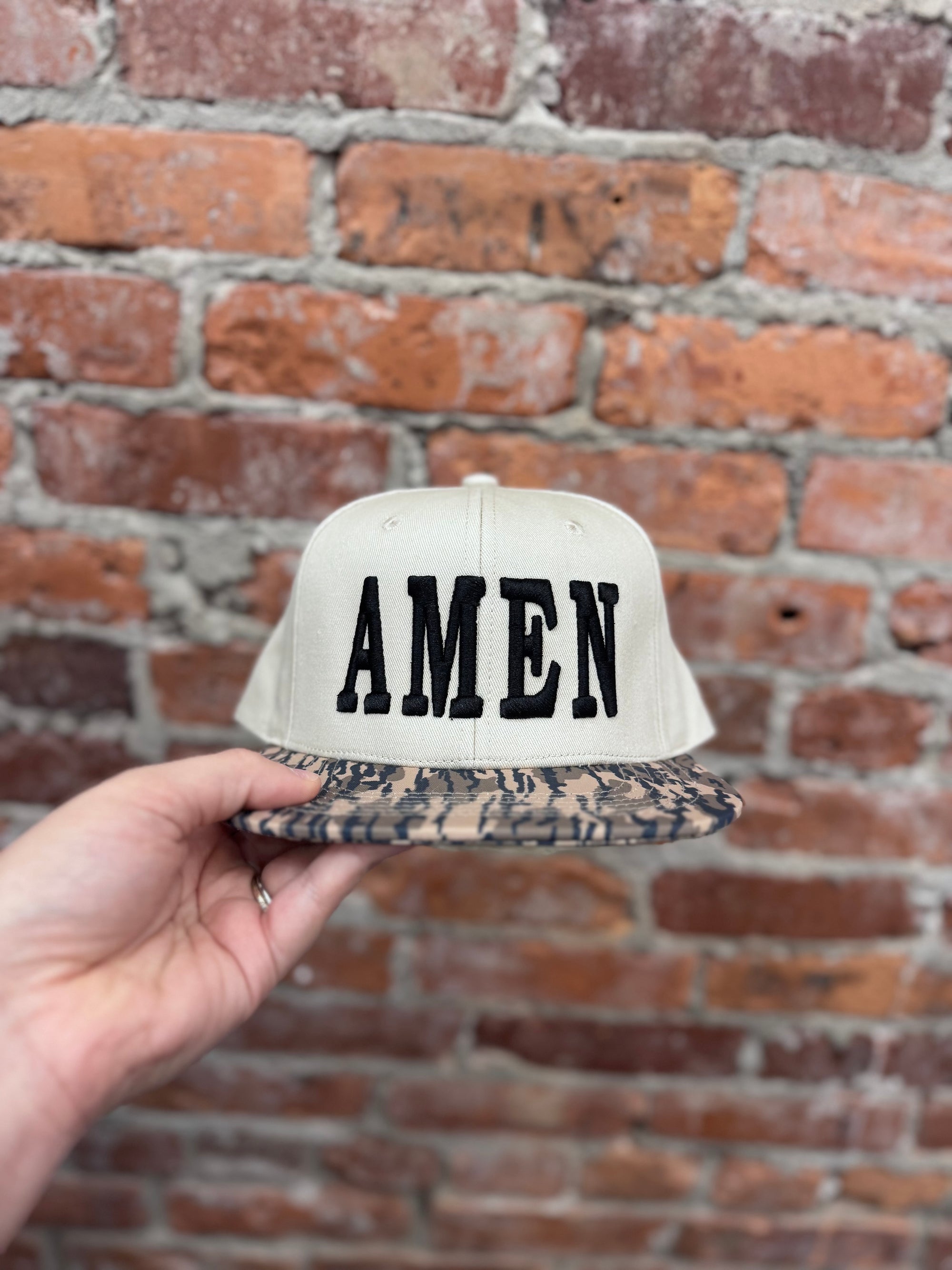 Amen Trucker Hat - White/Bottomland