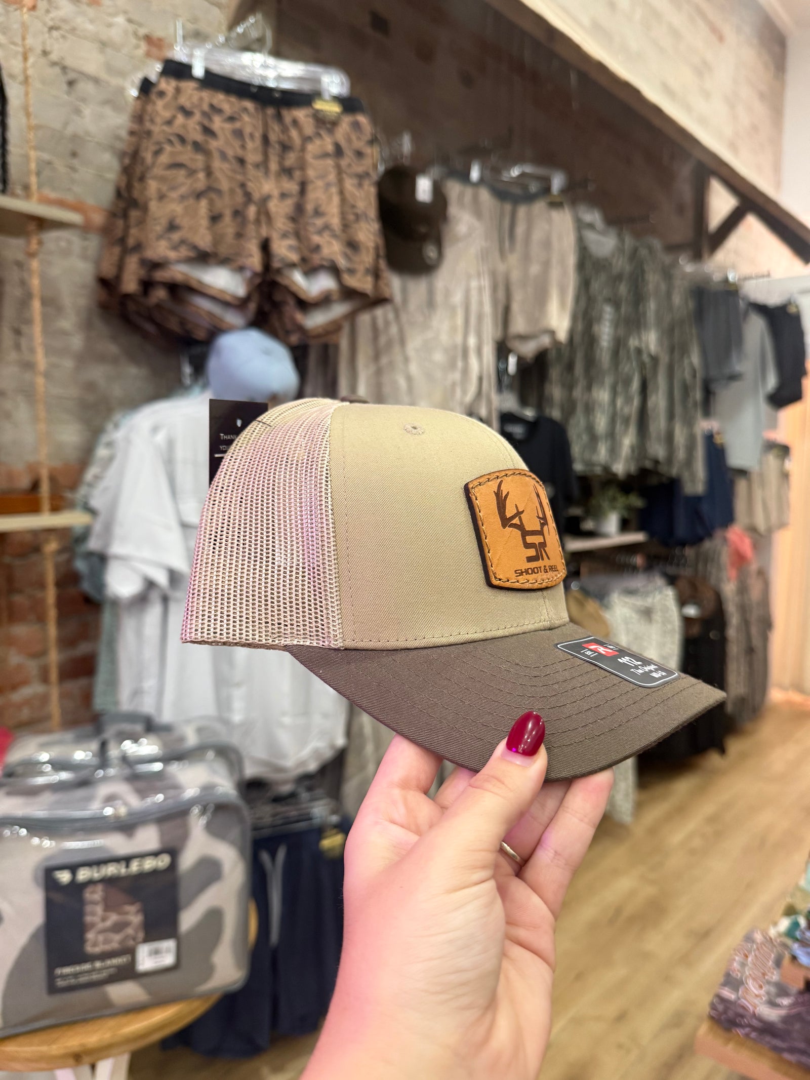 Shoot & Reel SR Rack Patch Hat - Khaki/Chocolate