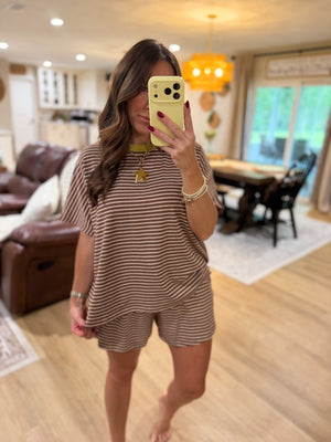 Nikki Oversized Striped Knit Top - Brown/Lime