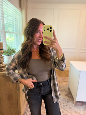 Bonfire Nights Plaid Longsleeve Button Up Top