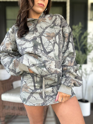 Elk and Moss Camo Oversized Fleeced Hoodie