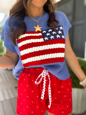 Lakelyn Polka Dot French Terry Shorts - Red