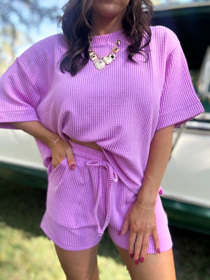 DOORBUSTER - Ali Ribbed Shorts - Spring Violet