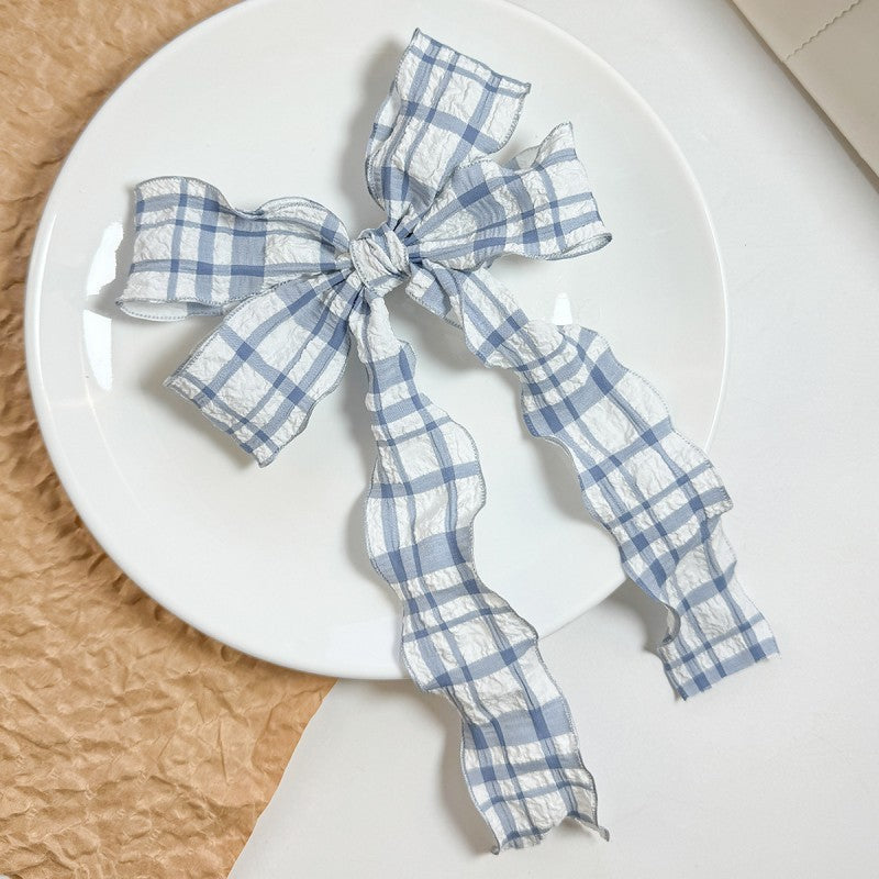 Pretty Textured Plaid Bow Ribbon