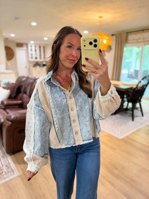 Florence Denim Patchwork Long Sleeve Top