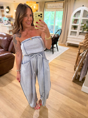 Mindy Mineral Wash Barrel Leg Jumpsuit