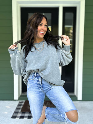 Lennon Acid Wash Oversized Fleece Pullover