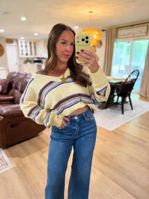 Angie Striped VNeck Sweater