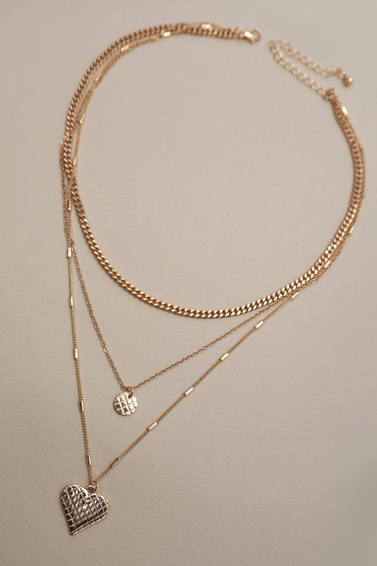 Checker Engraved Heart Necklace