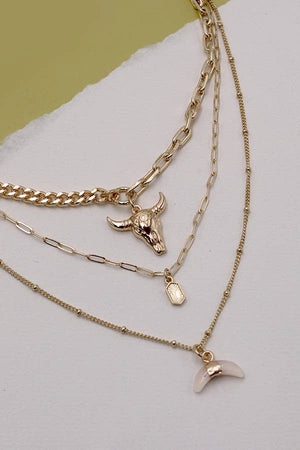 Bull Horn Multi Layered Neckalce