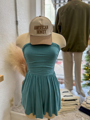 No Worries Strapless Romper - Teal