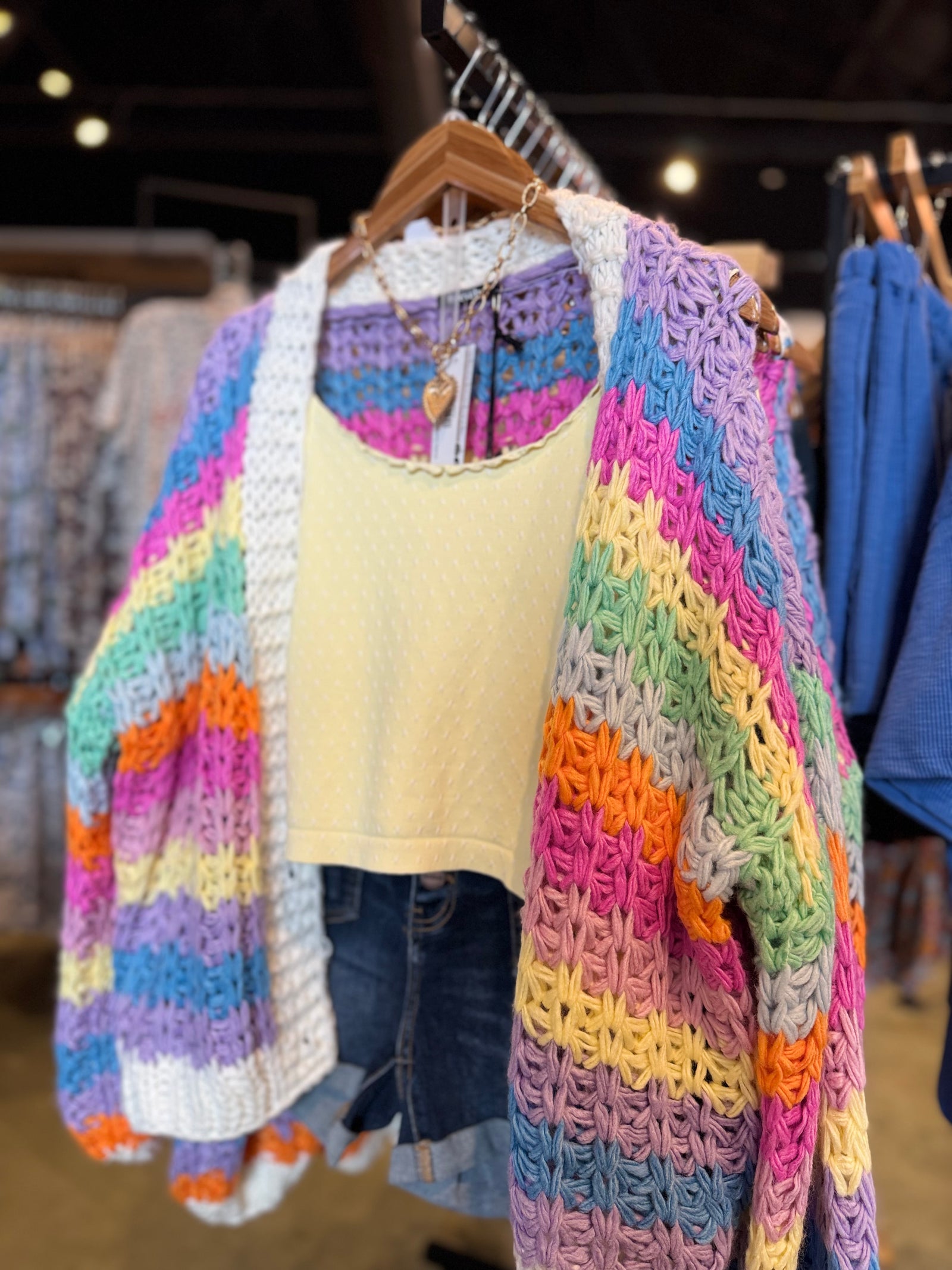 Maisie Rainbow Knit Button Up Cardigan
