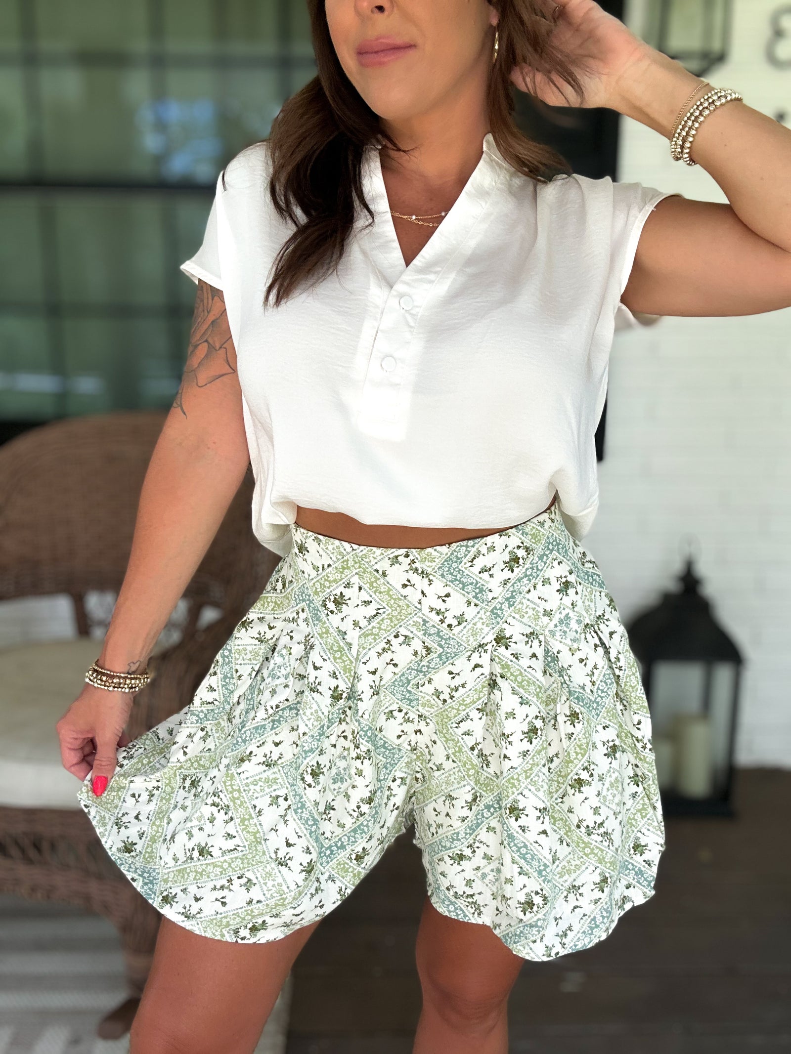For A Moment Flowy Pleated Shorts