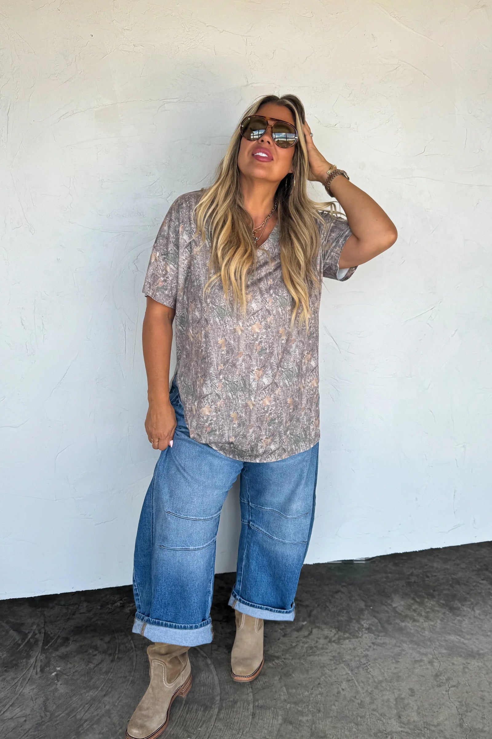 Joey Vneck Washed Cotton Boyfriend Tee