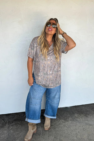 Joey Vneck Washed Cotton Boyfriend Tee