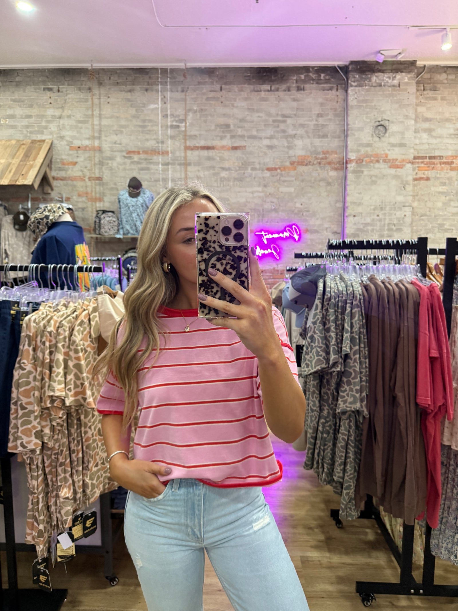Kayla Striped Cropped Oversized Tee