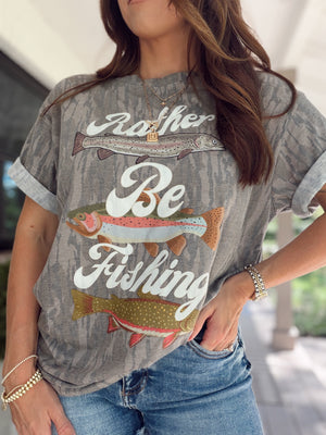 Rather Be Fishin' Mossy Oak Bottomland Tee