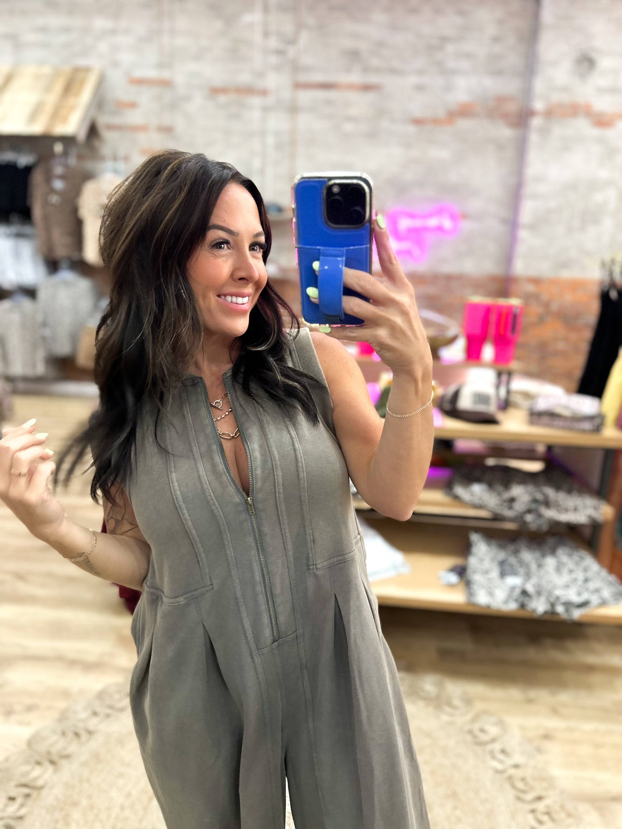 Veronica Mineral Washed Jumpsuit - Ash