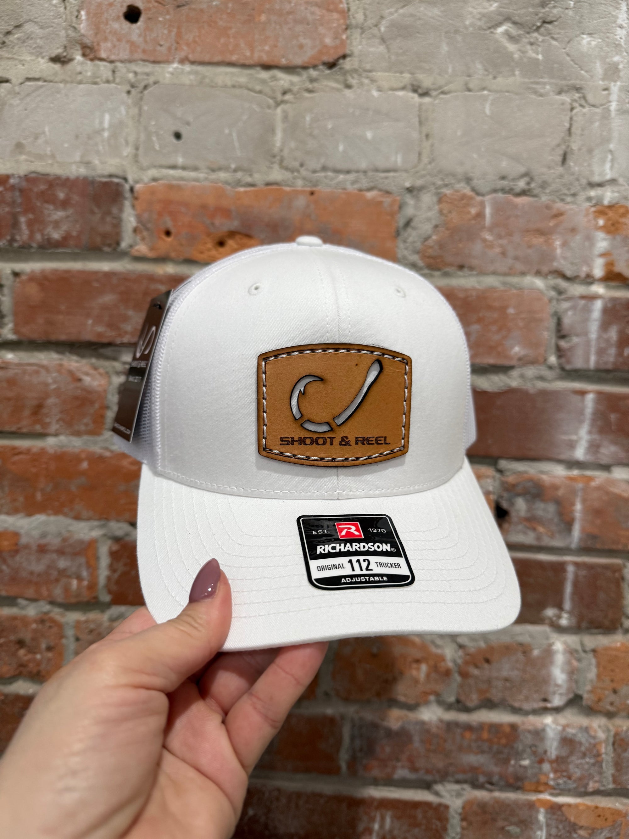 Shoot & Reel White Hook Flag Patch Hat