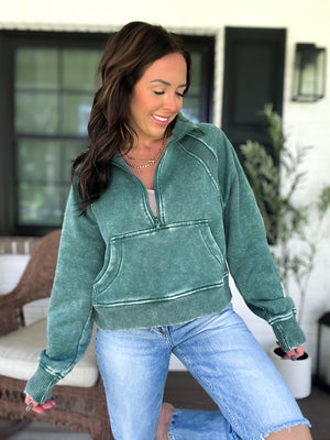 Remi Acid Washed Half Zip Fleece - TEN COLORS