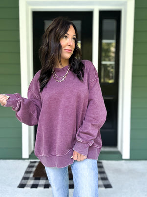 Lennon Acid Wash Oversized Fleece Pullover