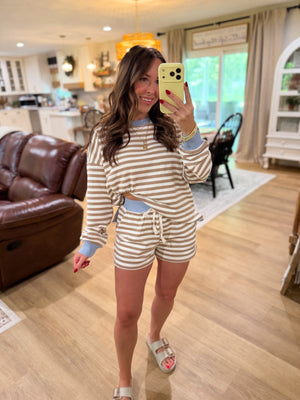 Lexi Striped Boxy Fit Crewneck - Baby Blue