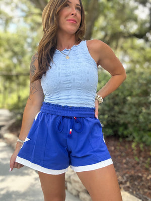 Lady Liberty 4th of July French Terry Shorts - Royal