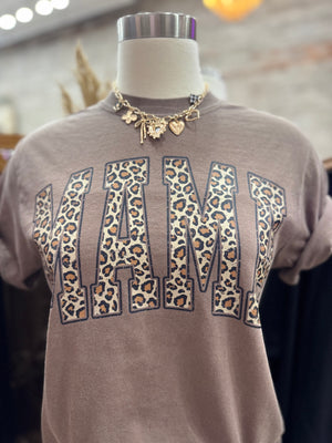 Leopard Mama Comfort Colors Tee - Brown