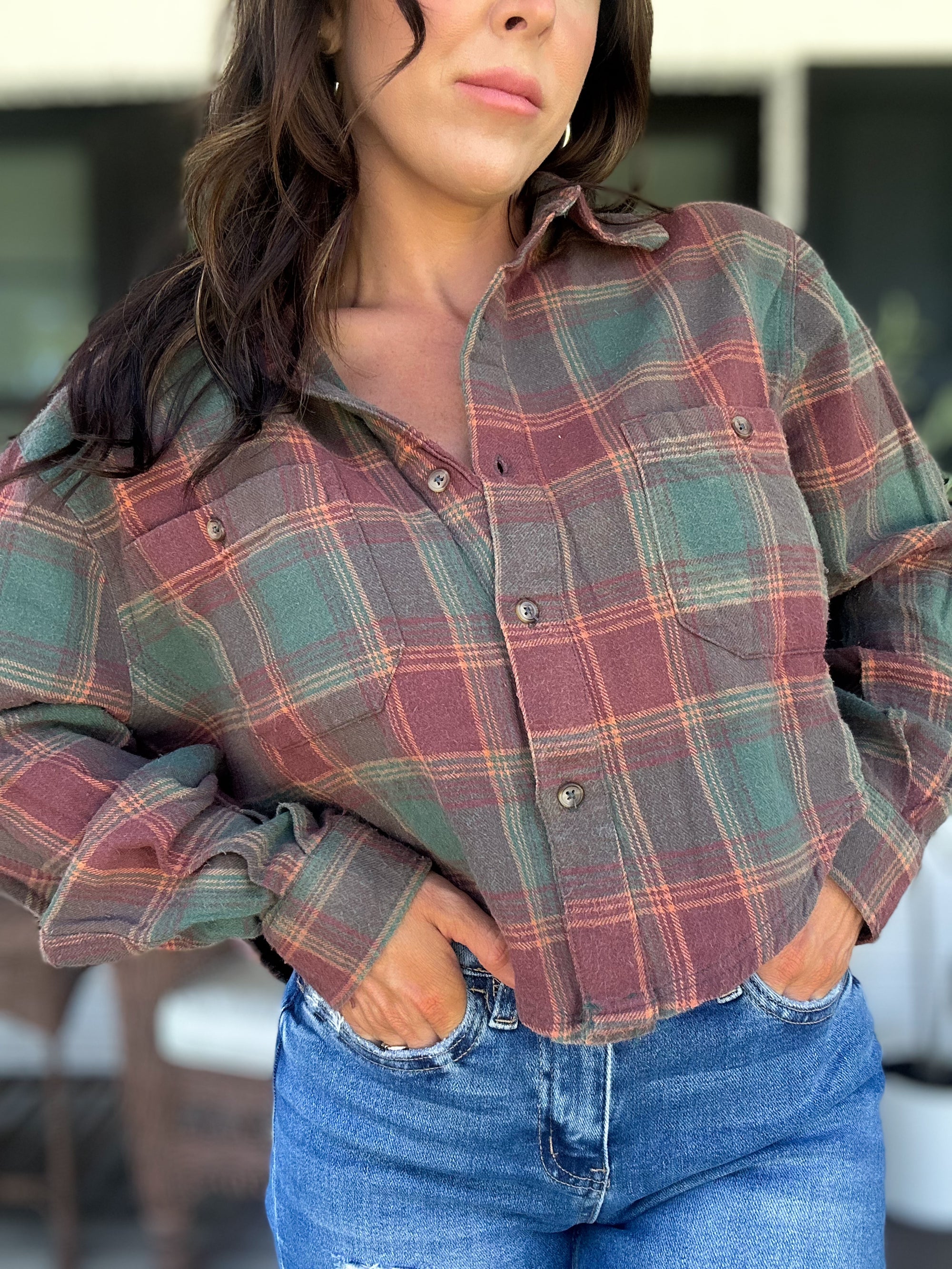 Shania Cropped Plaid Flannel