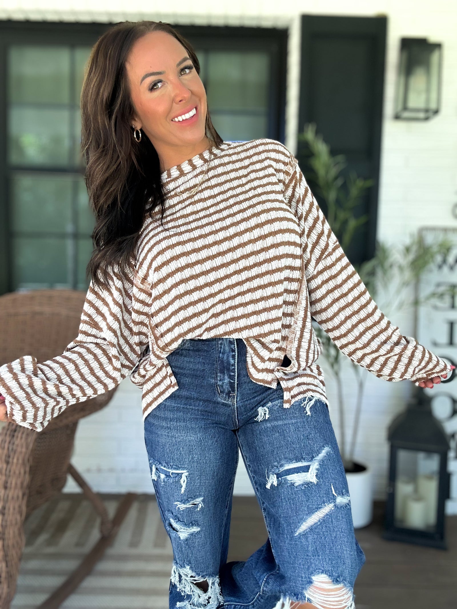 Sadie Textured Striped Knit Top
