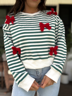 Everly Striped Bow Sweater