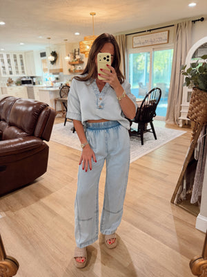 Jack Elastic Waist Washed Denim Pants