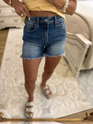 Deseraye Mid Rise Frayed Shorts