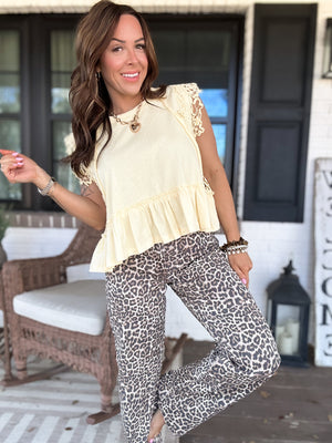 Mable Lace Trim Top - Butter Yellow