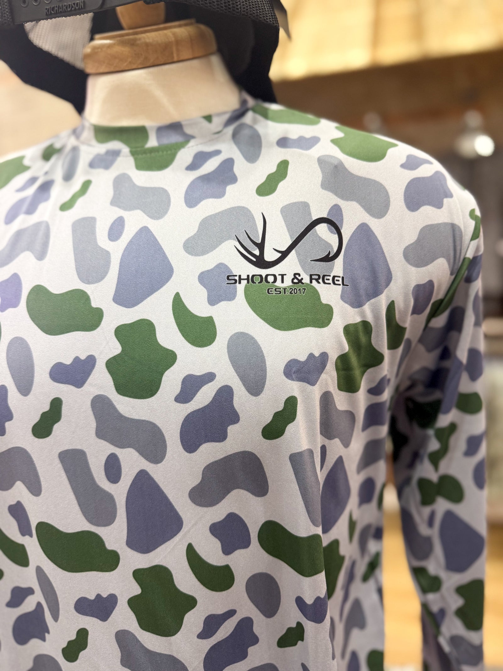 Shoot & Reel Aqua Camo Men's Long Sleeve