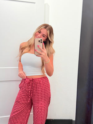Aria Gingham Print Drawstring Pants