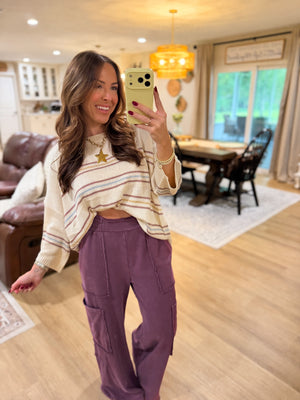 Brianna Striped Knit Drop Shoulder Top