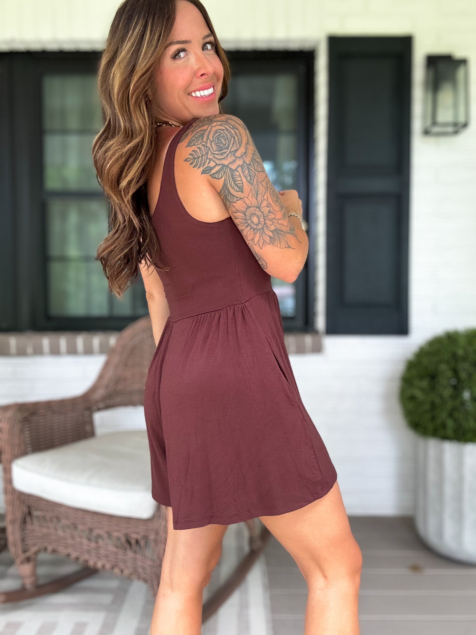 Just My Type Double Layer Romper - Chocolate